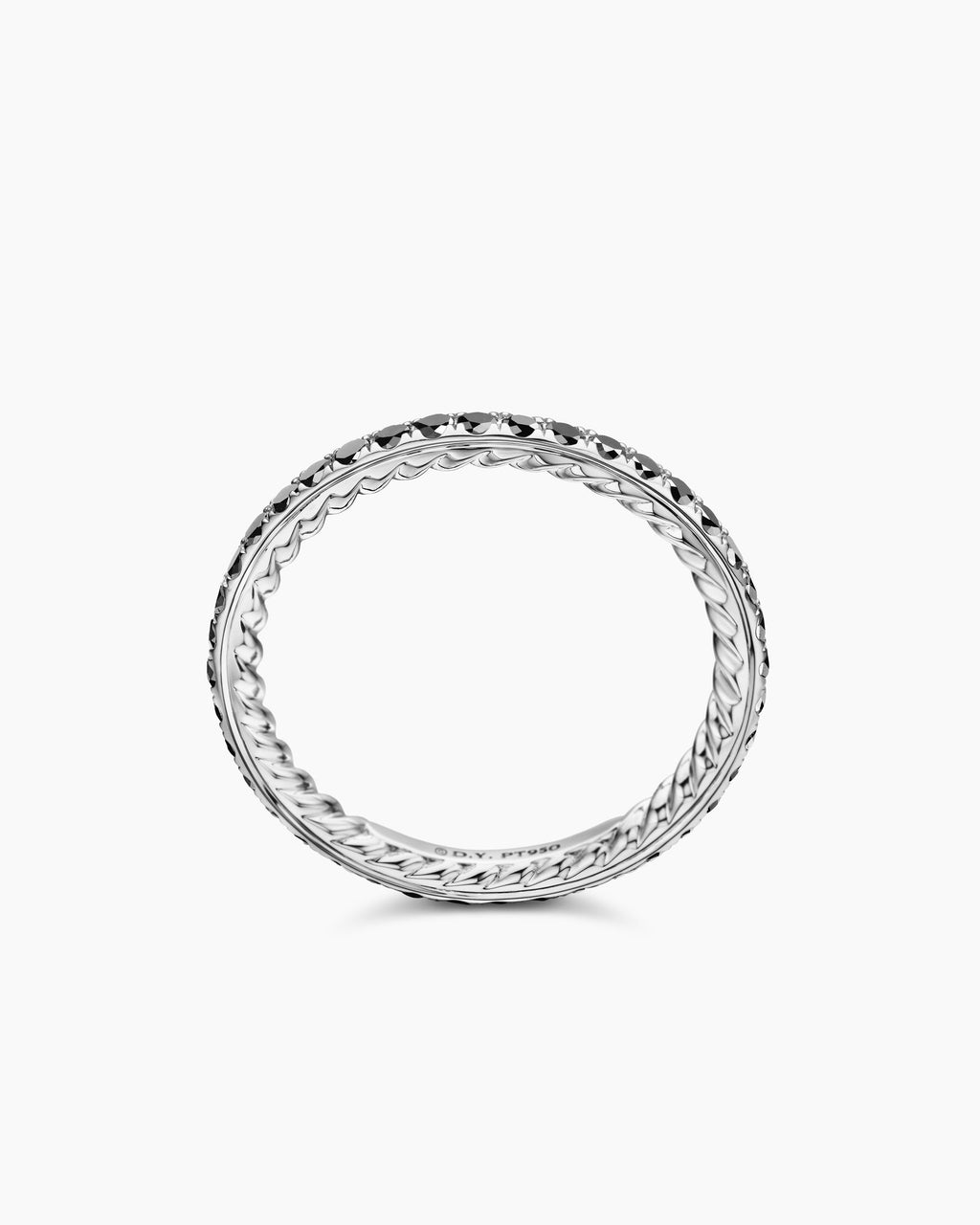 DY Eden Band Ring in Platinum with Pavé Black Diamonds, 1.85mm