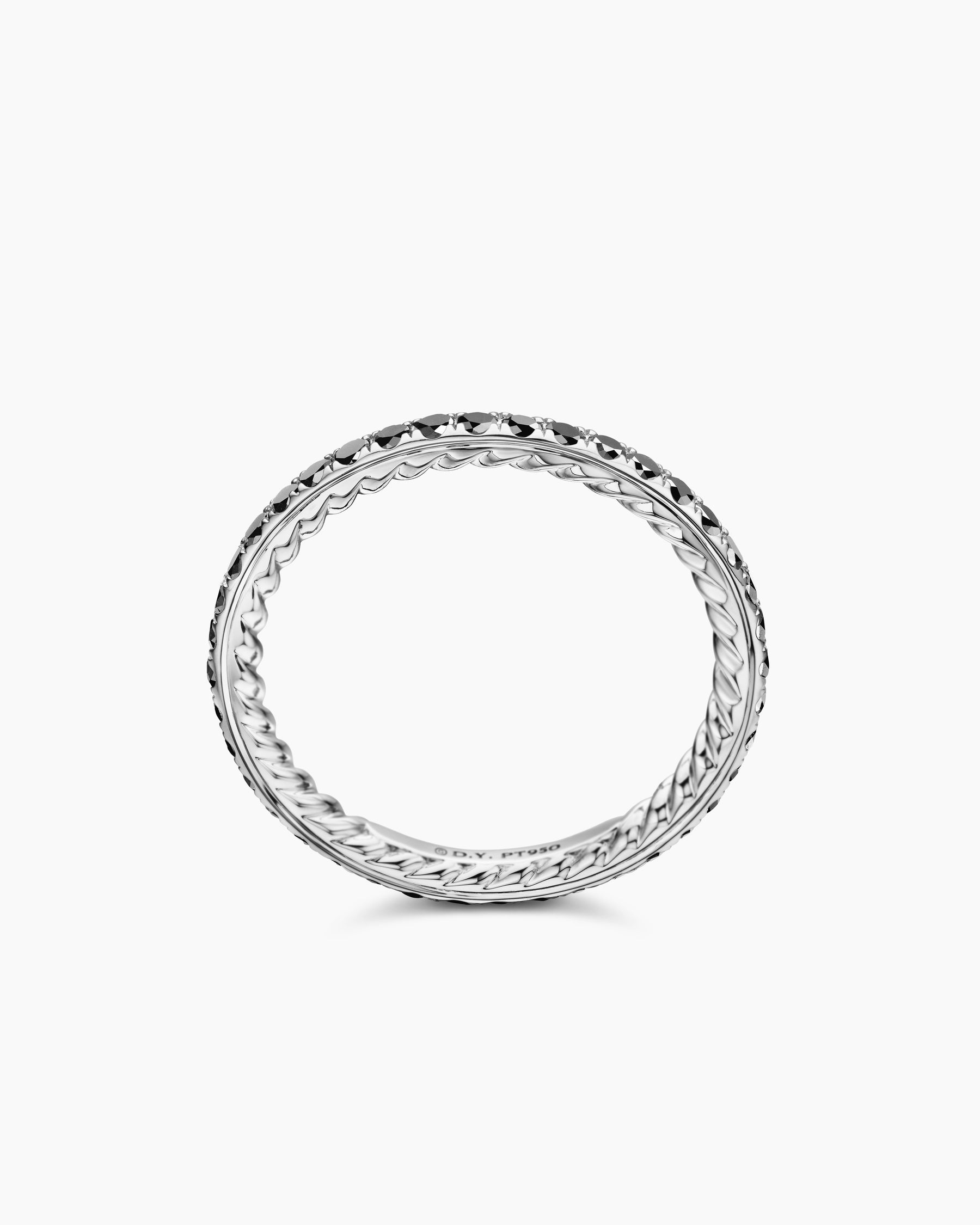 DY Eden Band Ring in Platinum with Pavé Black Diamonds, 1.85mm
