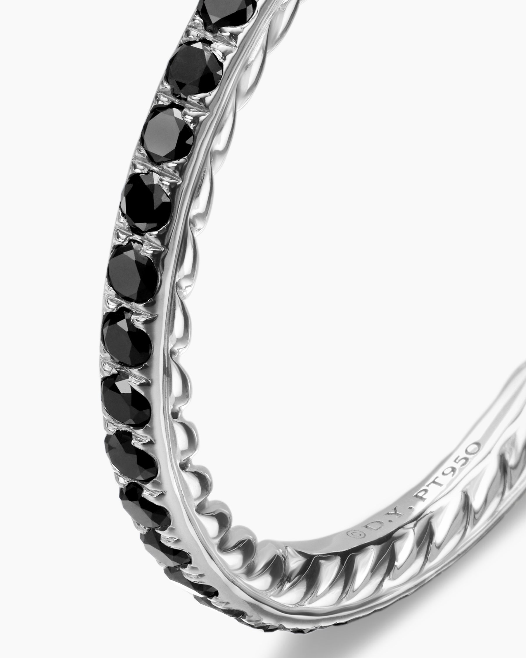 DY Eden Band Ring in Platinum with Pavé Black Diamonds, 1.85mm
