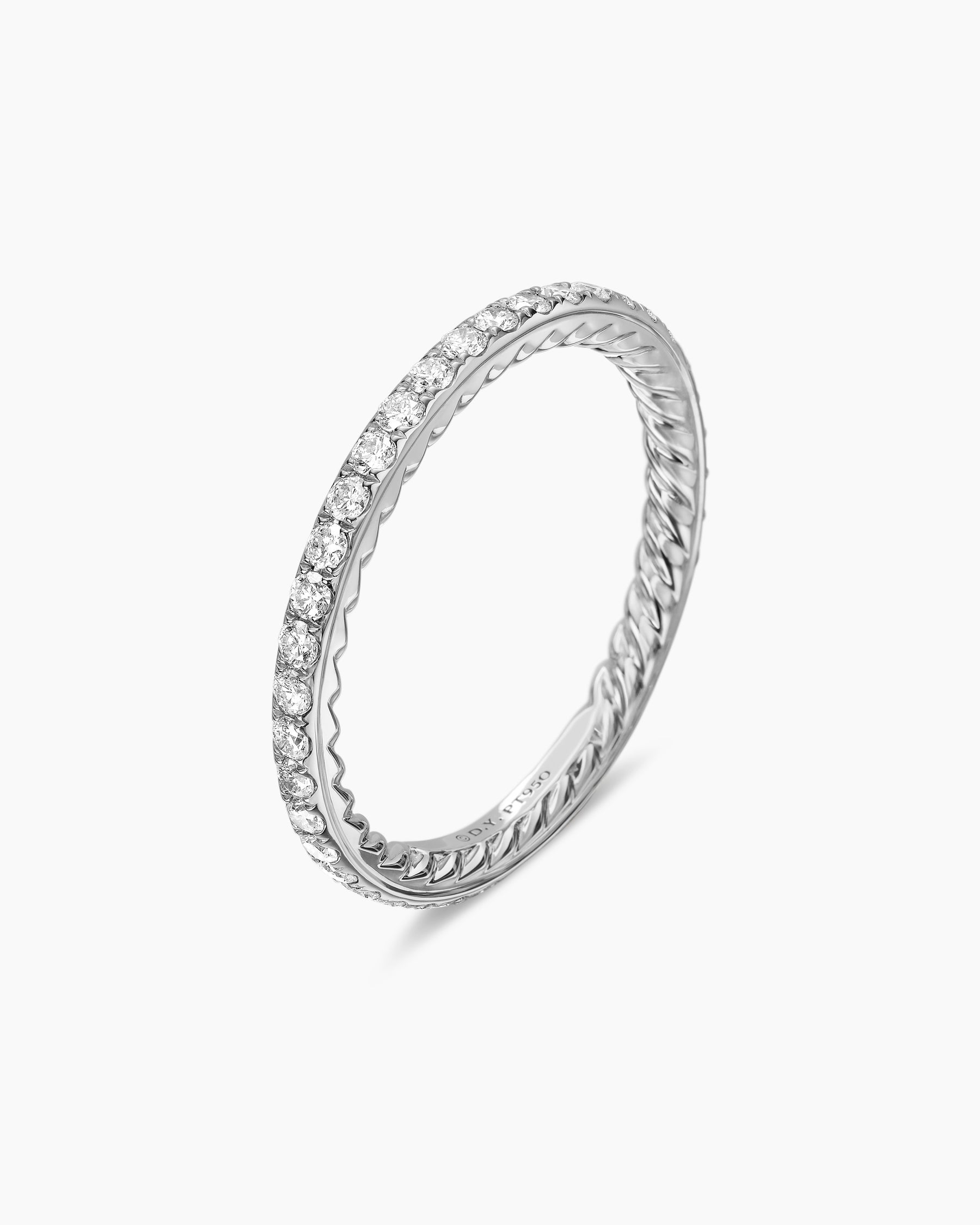 DY Eden Band Ring in Platinum with Pavé Diamonds, 1.85mm