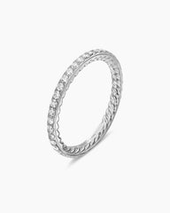DY Eden Band Ring in Platinum with Pavé Diamonds, 1.85mm