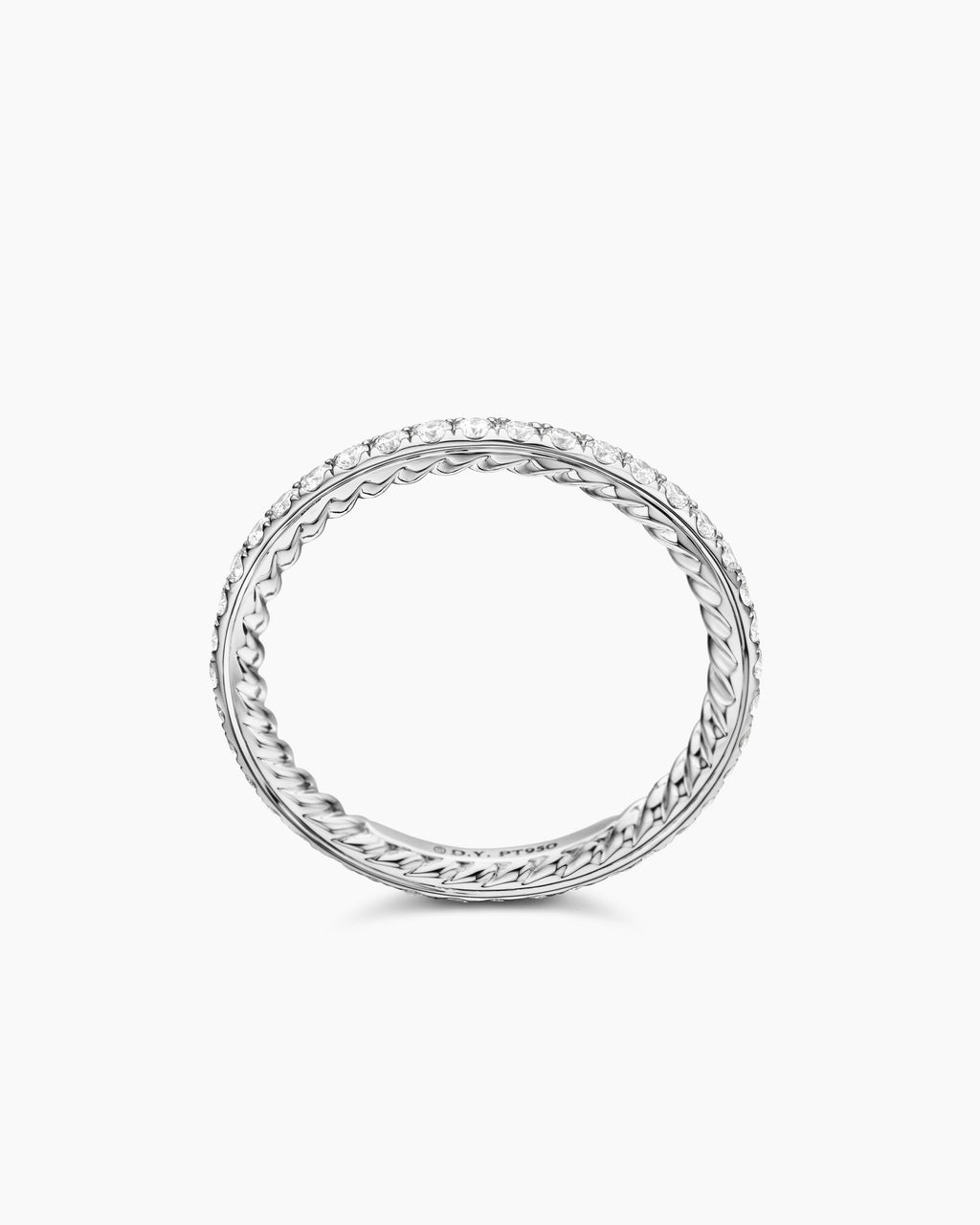 DY Eden Band Ring in Platinum with Pavé Diamonds, 1.85mm