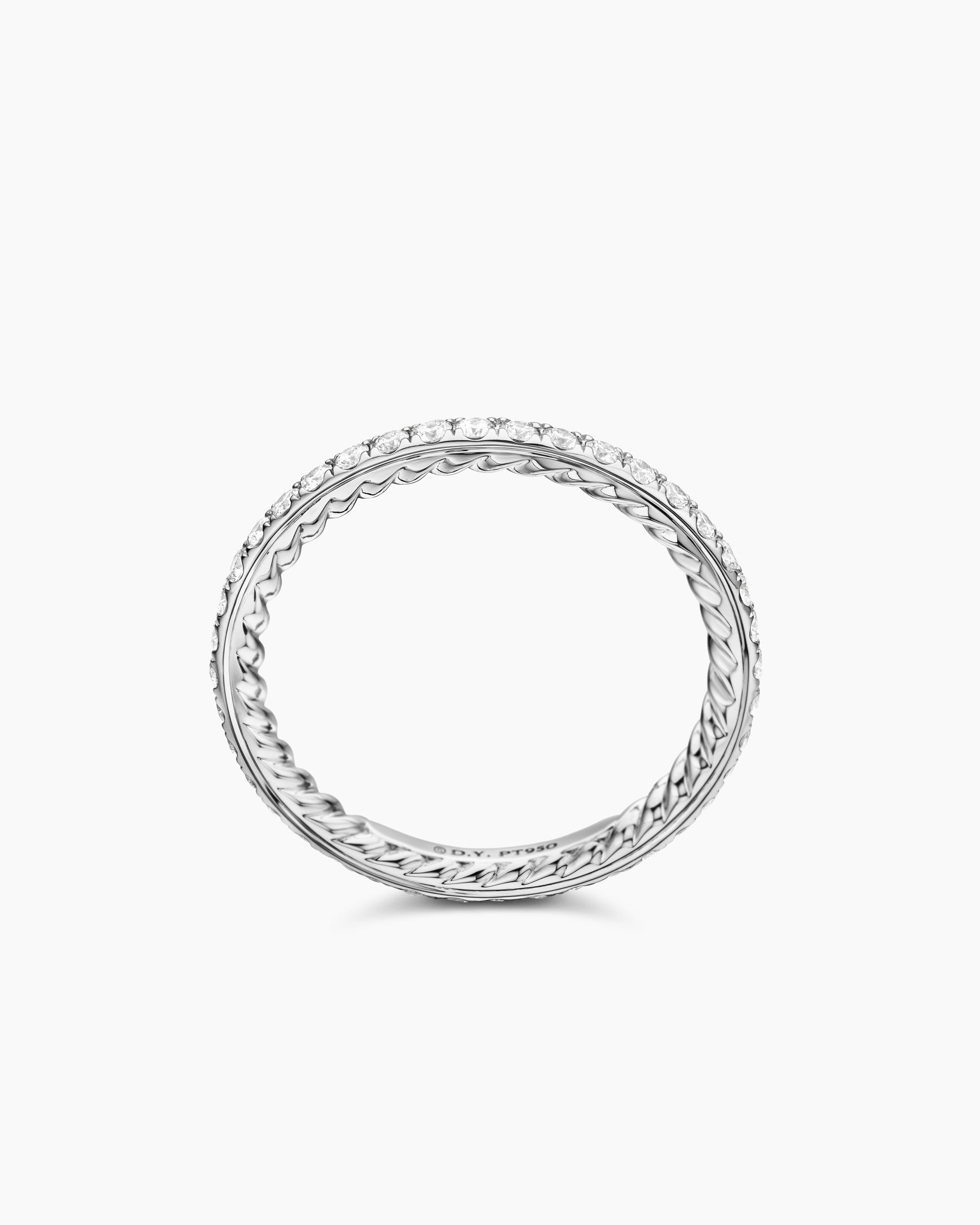DY Eden Band Ring in Platinum with Pavé Diamonds, 1.85mm