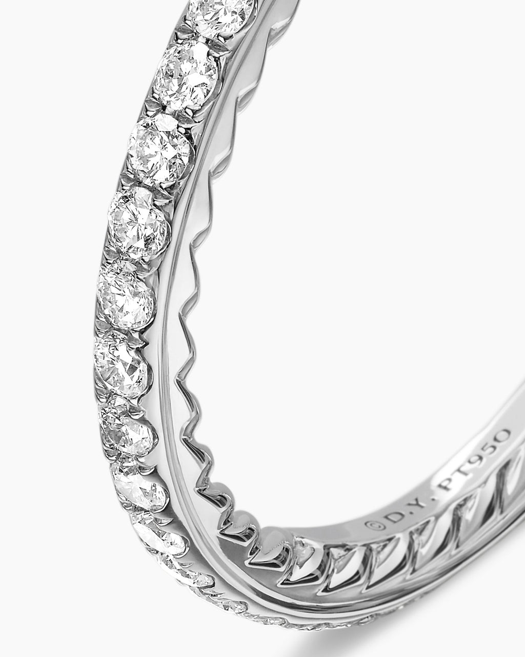 DY Eden Band Ring in Platinum with Pavé Diamonds, 1.85mm