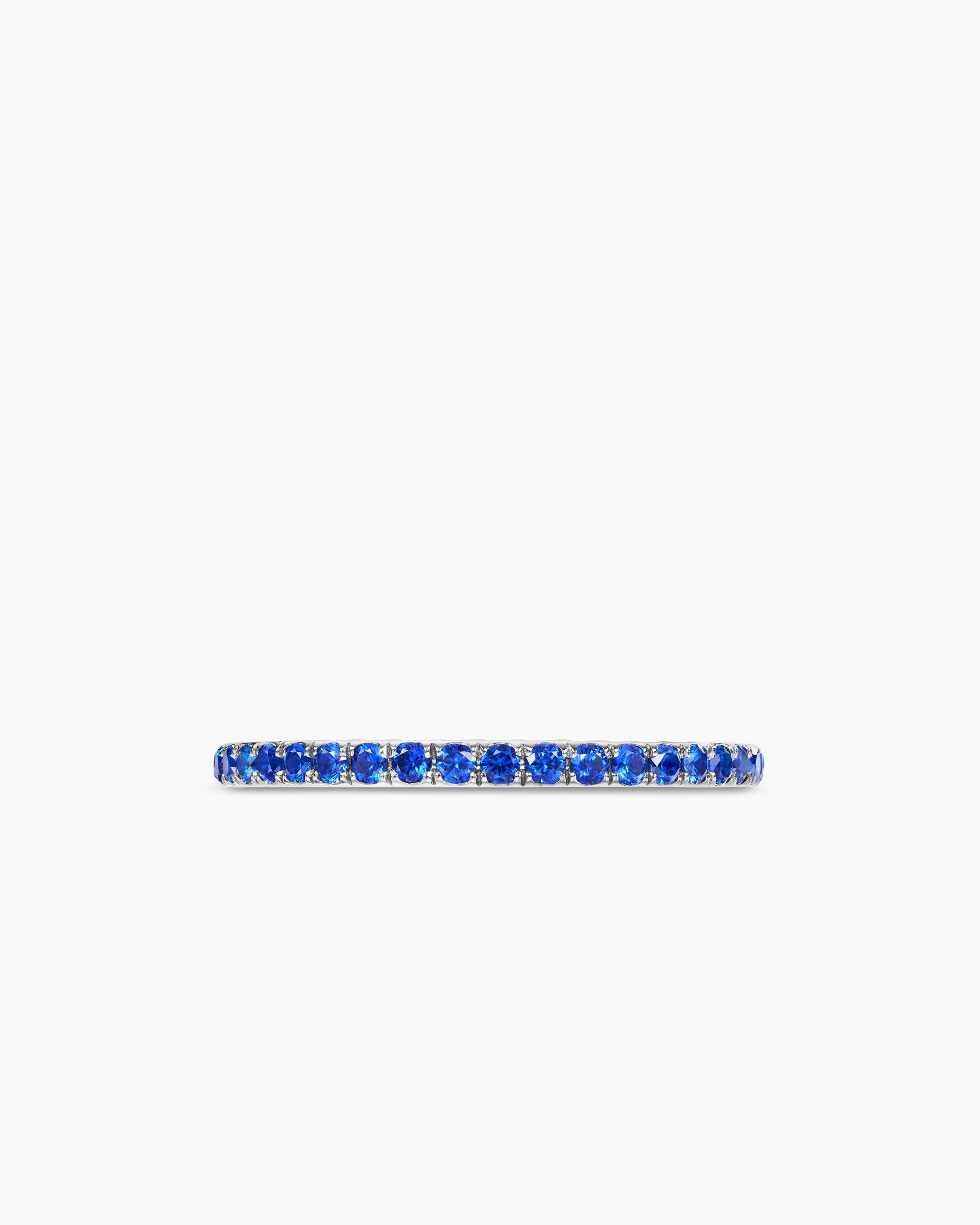 DY Eden Band Ring in Platinum with Pavé Blue Sapphires, 1.85mm