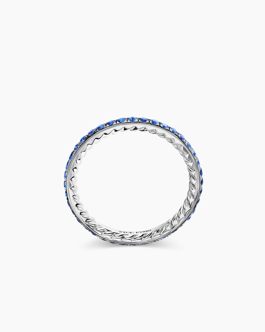 DY Eden Band Ring in Platinum with Pavé Blue Sapphires, 1.85mm