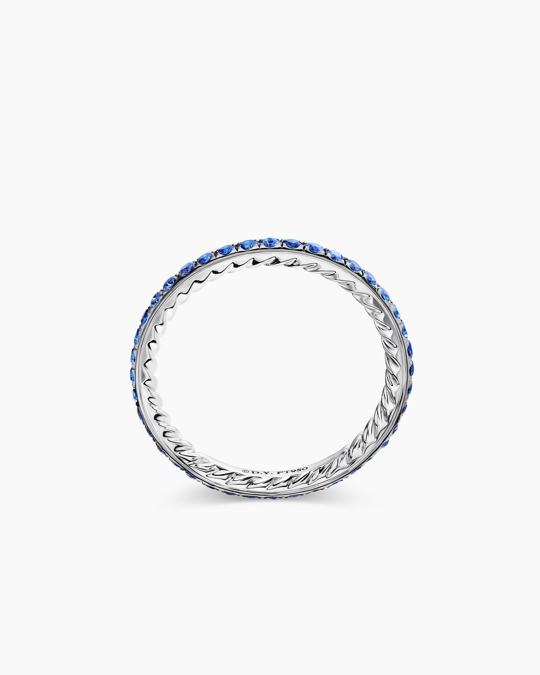 DY Eden Band Ring in Platinum with Pavé Blue Sapphires, 1.85mm