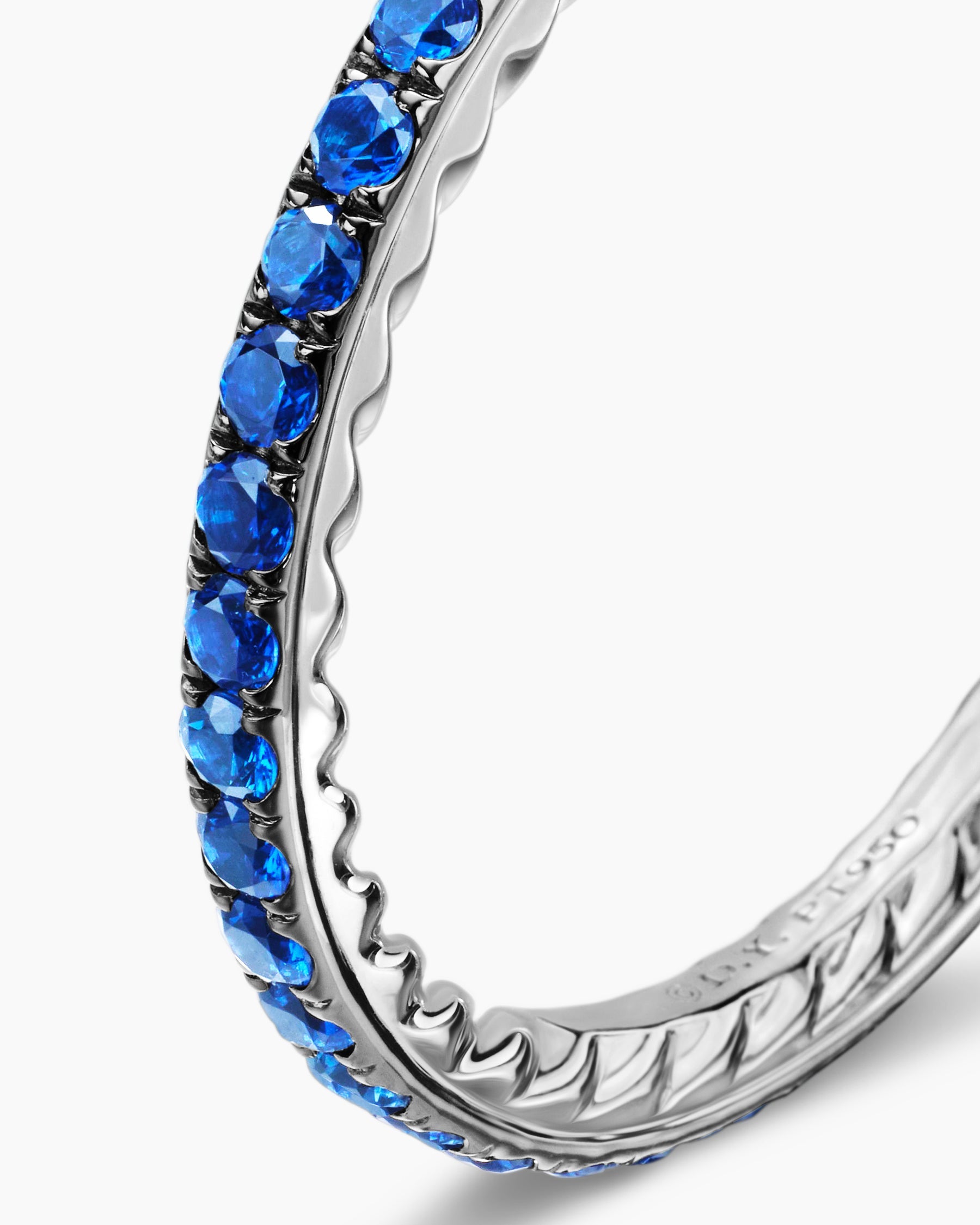 DY Eden Band Ring in Platinum with Pavé Blue Sapphires, 1.85mm