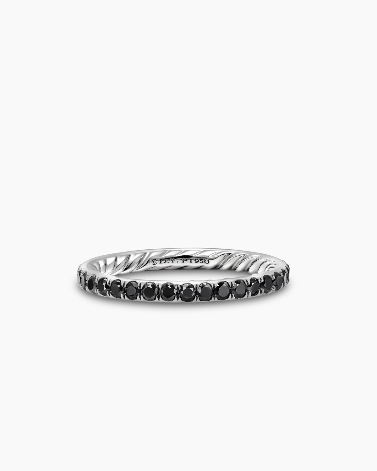 DY Eden Band Ring in Platinum with Black Diamonds, 2.2mm