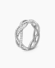 Wisteria® Band Ring in Platinum with Diamonds, 7.3mm