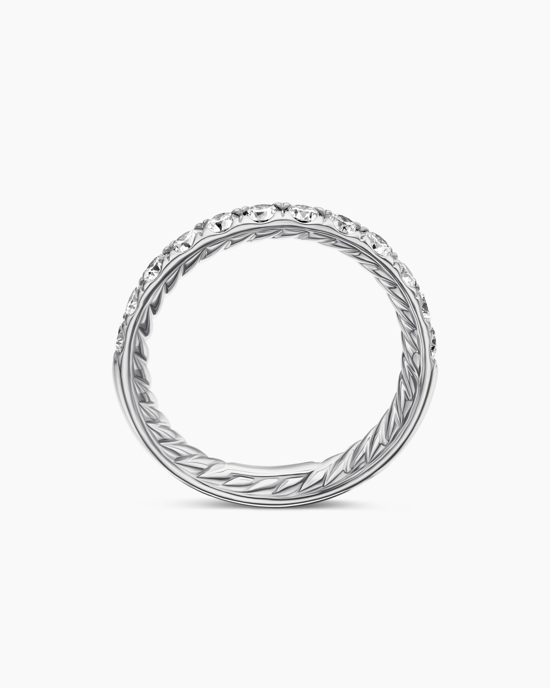 DY Eden Partway Band Ring in Platinum with Diamonds, 2.8mm