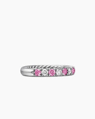 DY Eden Partway Band Ring in Platinum with Pink Sapphires and Diamonds, 2.8mm