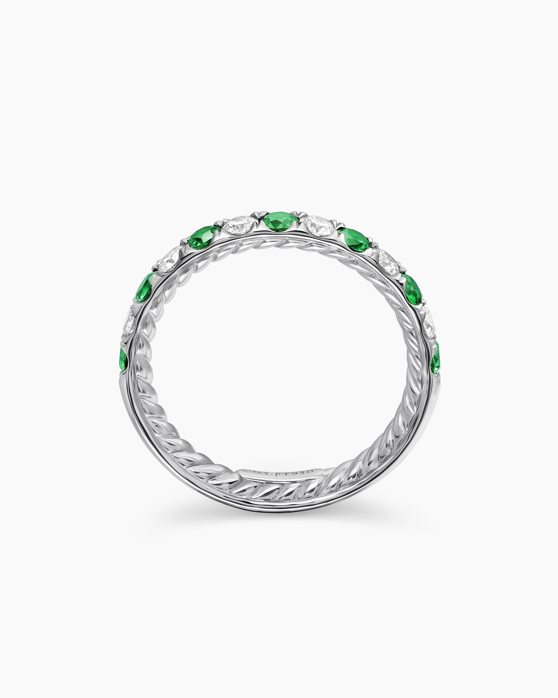 DY Eden Partway Band Ring in Platinum with Tsavorites and Diamonds, 2.8mm