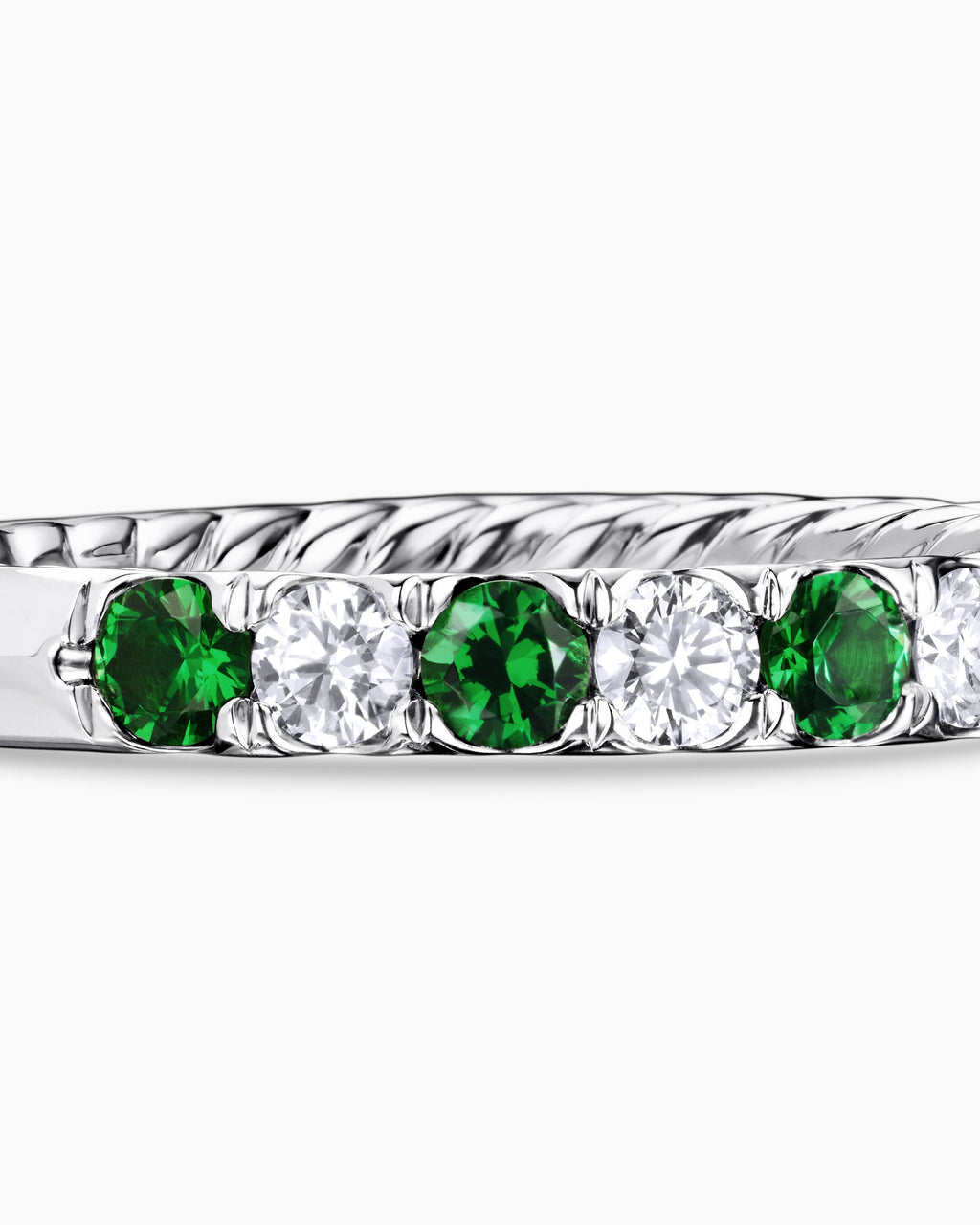 DY Eden Partway Band Ring in Platinum with Tsavorites and Diamonds, 2.8mm