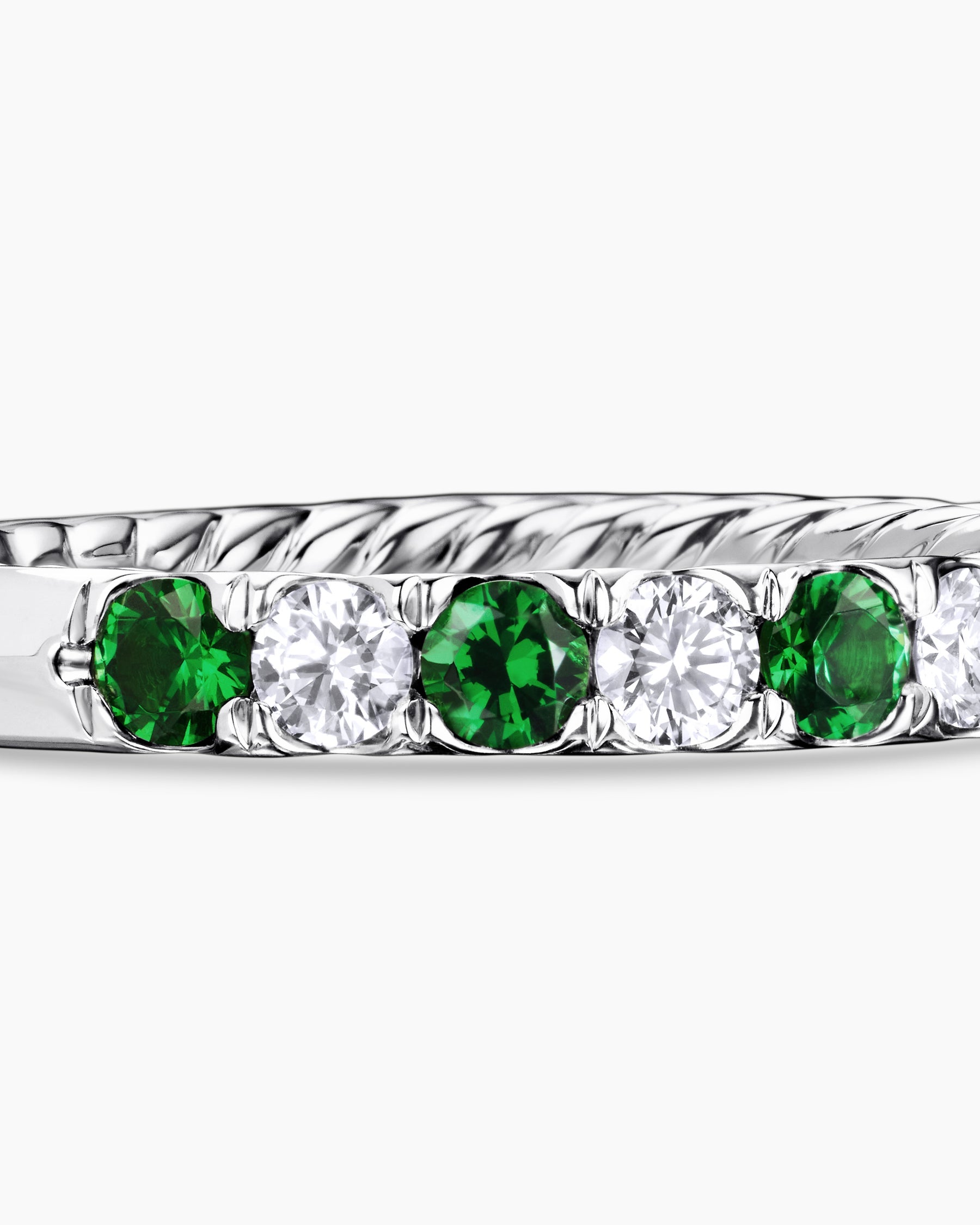 DY Eden Partway Band Ring in Platinum with Tsavorites and Diamonds, 2.8mm