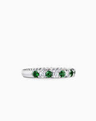 DY Eden Partway Band Ring in Platinum with Tsavorites and Diamonds, 2.8mm