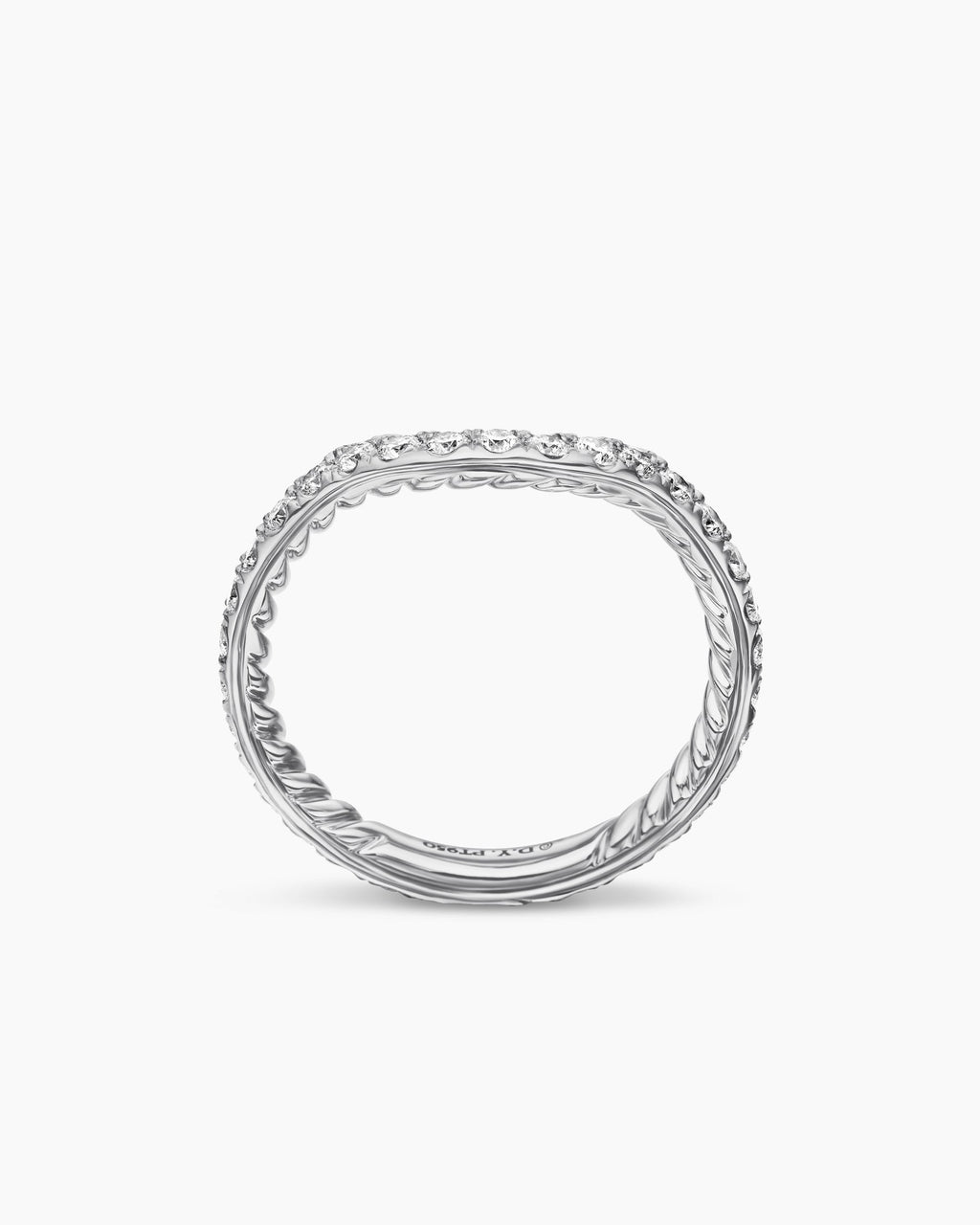 DY Eden Band Ring in Platinum with Pavé Diamonds, 2.3mm