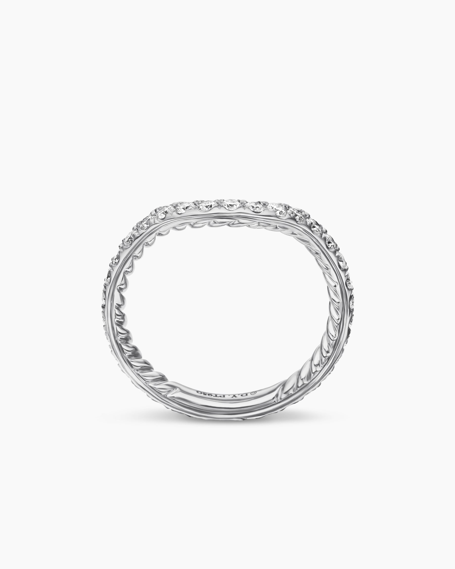 DY Eden Band Ring in Platinum with Pavé Diamonds, 2.3mm
