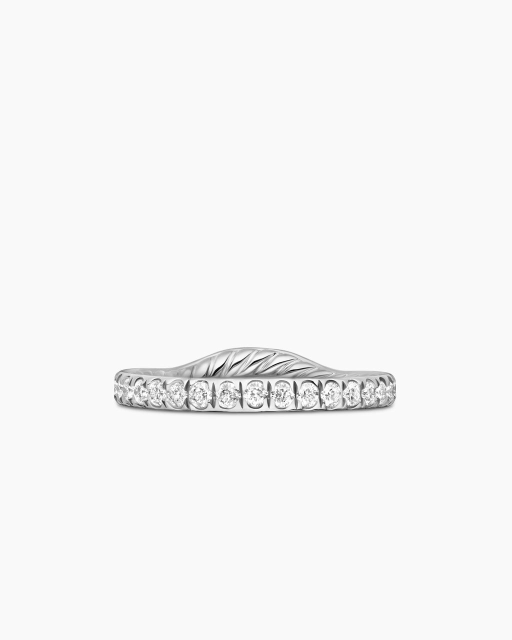 DY Eden Band Ring in Platinum with Pavé Diamonds, 2.3mm