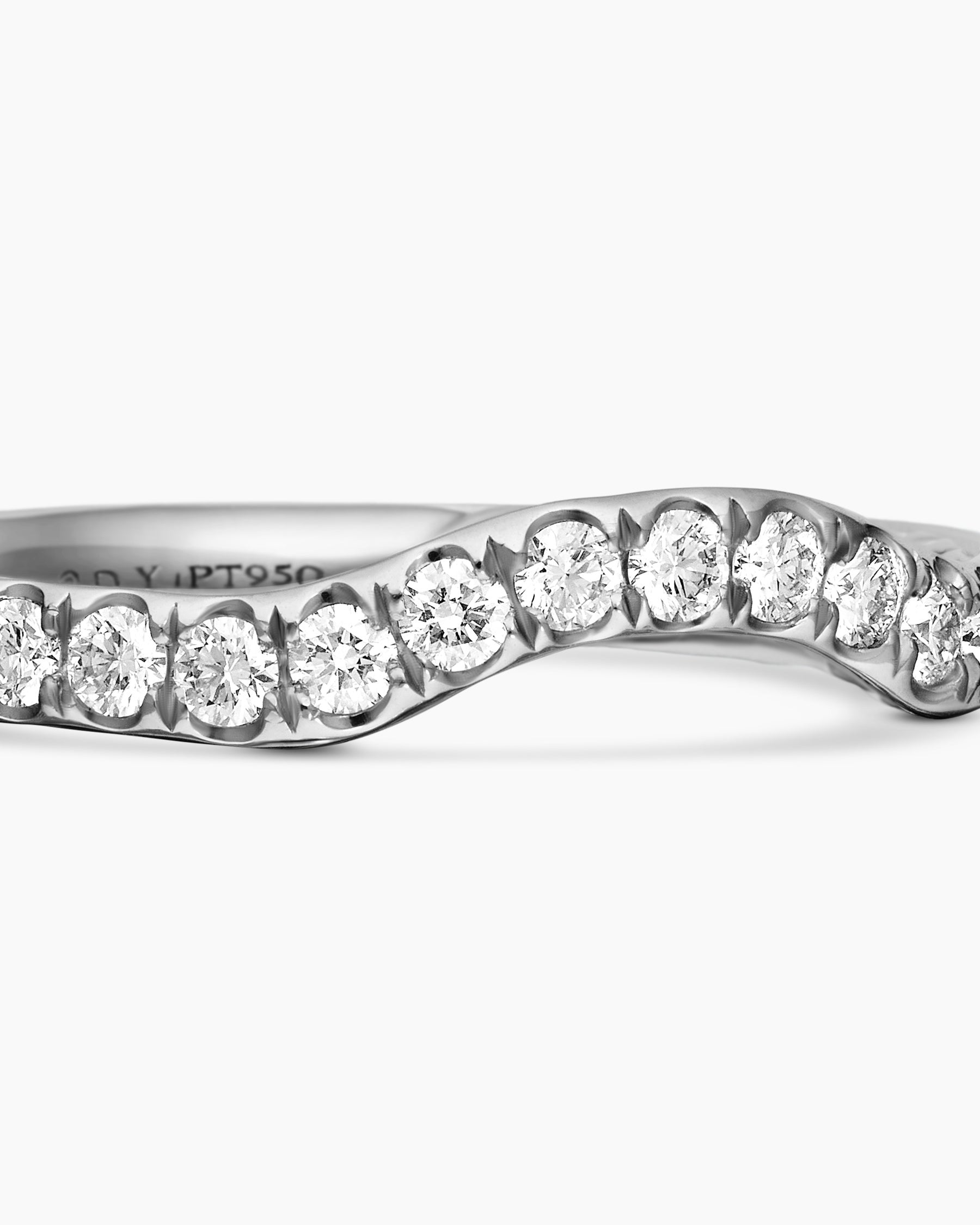 DY Eden Band Ring in Platinum with Pavé Diamonds, 2.3mm