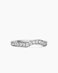 DY Eden Band Ring in Platinum with Pavé Diamonds, 2.3mm