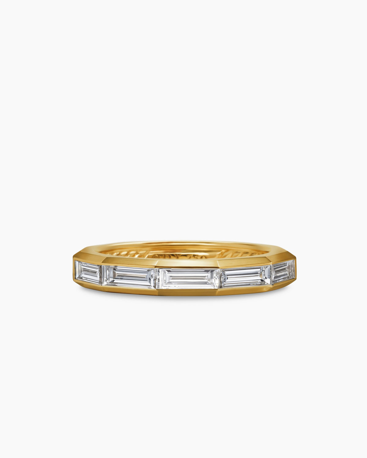 DY Delaunay Band Ring in 18K Yellow Gold with Baguette Diamonds, 3.2mm