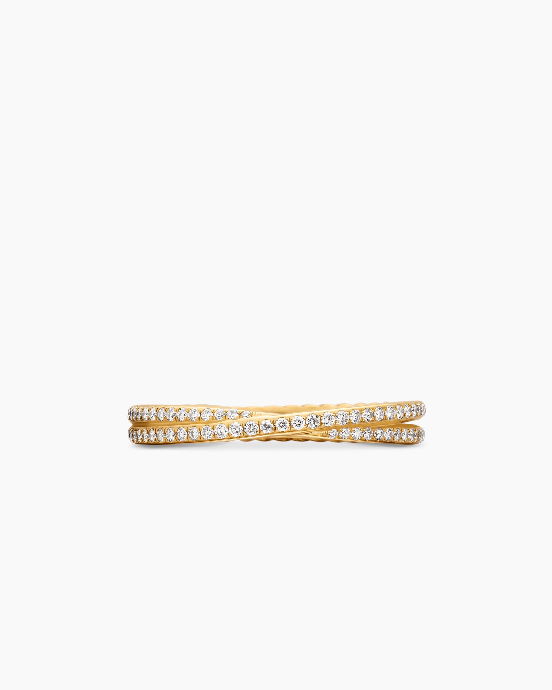 DY Crossover® Micro Pavé Band Ring in 18K Yellow Gold with Pavé Diamonds, 3.14mm