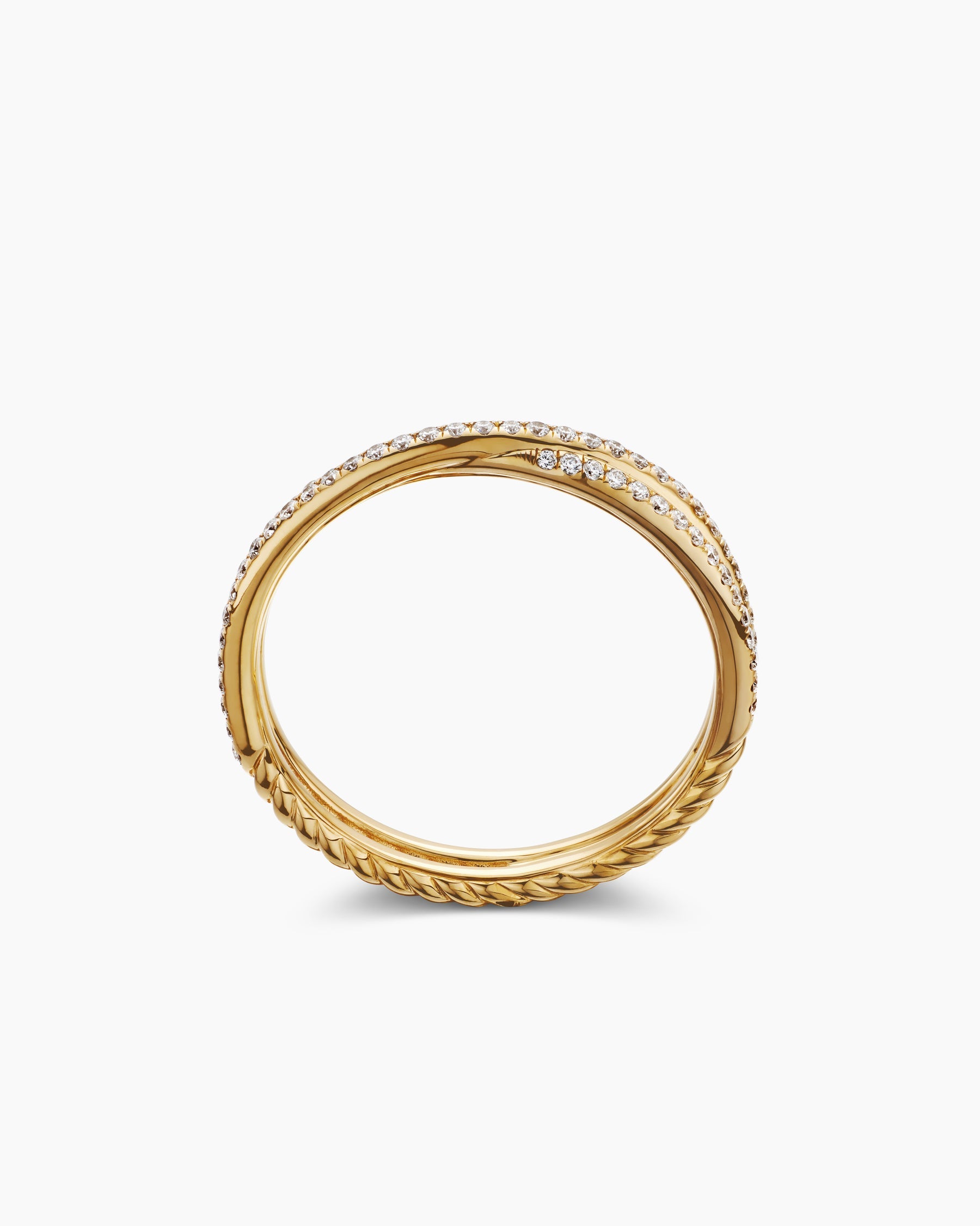 DY Crossover® Micro Pavé Band Ring in 18K Yellow Gold with Pavé Diamonds, 3.14mm