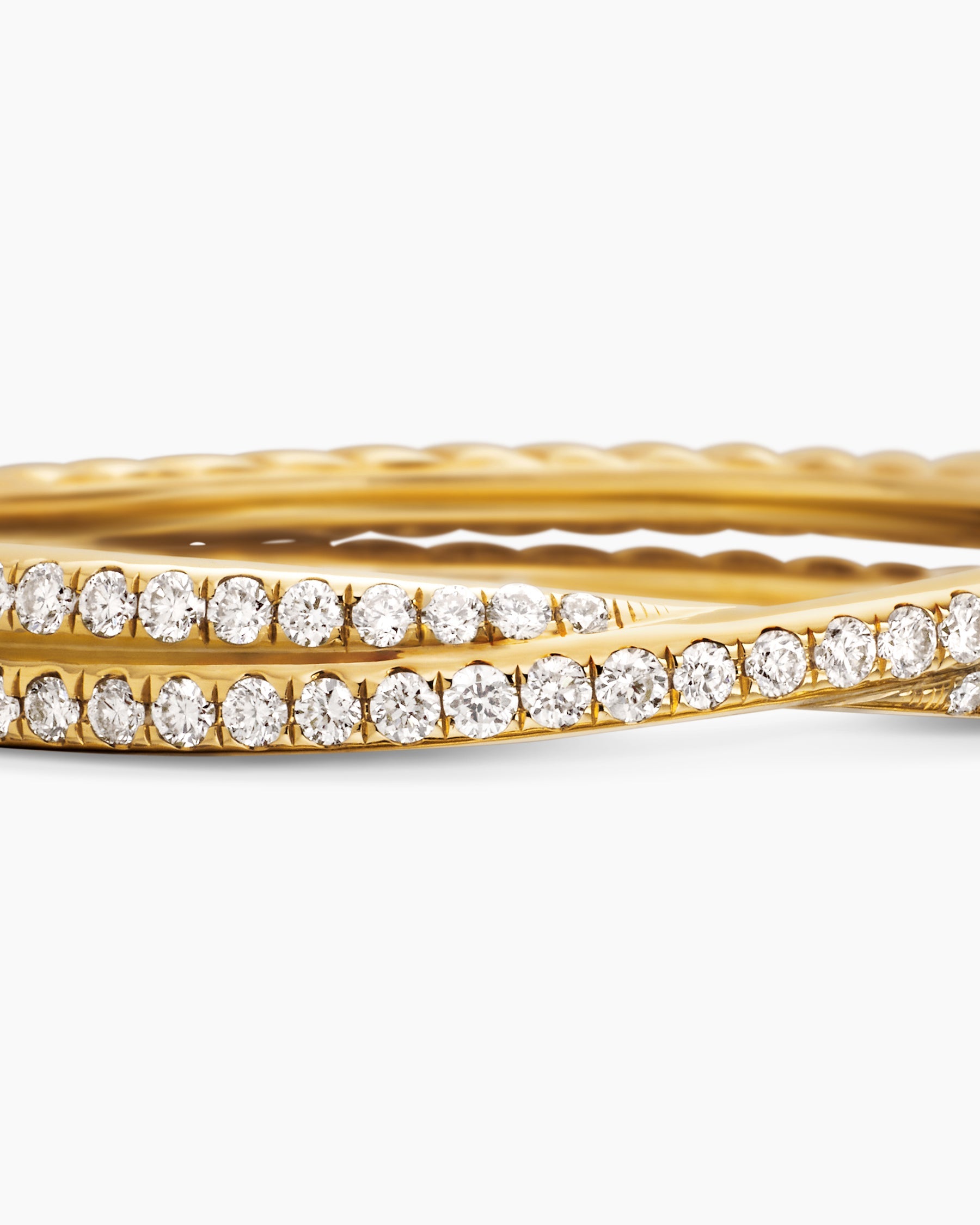 DY Crossover® Micro Pavé Band Ring in 18K Yellow Gold with Pavé Diamonds, 3.14mm