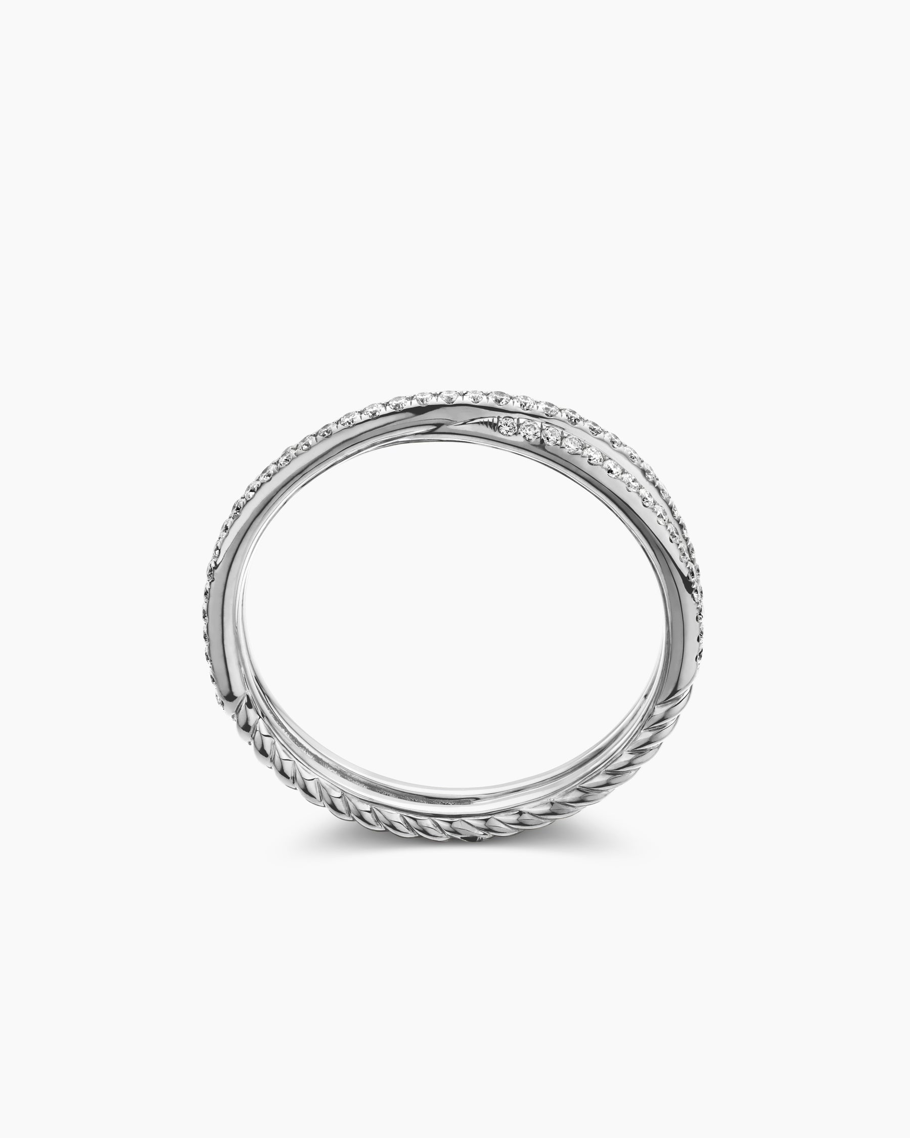 DY Crossover® Micro Pavé Band Ring in Platinum with Pavé Diamonds, 3.14mm