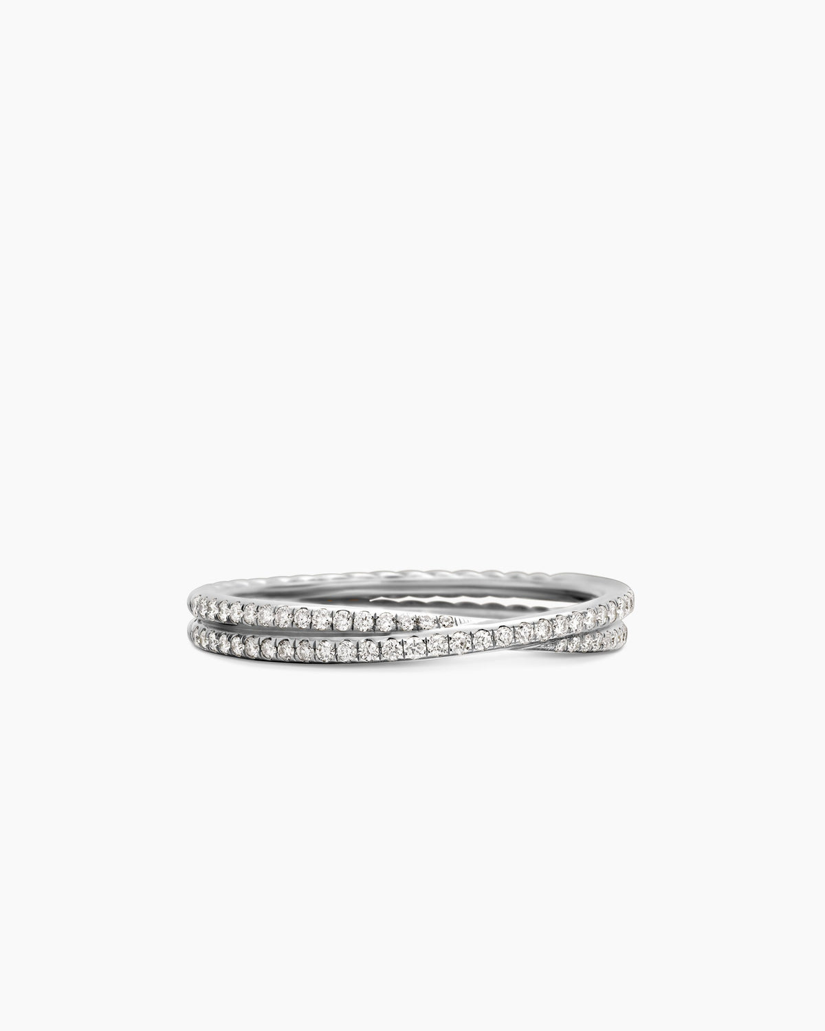DY Crossover® Micro Pavé Band Ring in Platinum with Pavé Diamonds, 3.14mm