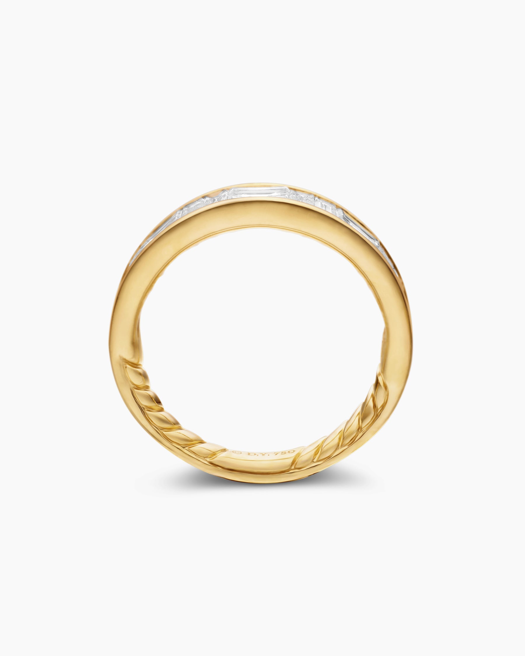 DY Eden Band Ring in 18K Yellow Gold with Baguette Diamonds, 4.8mm