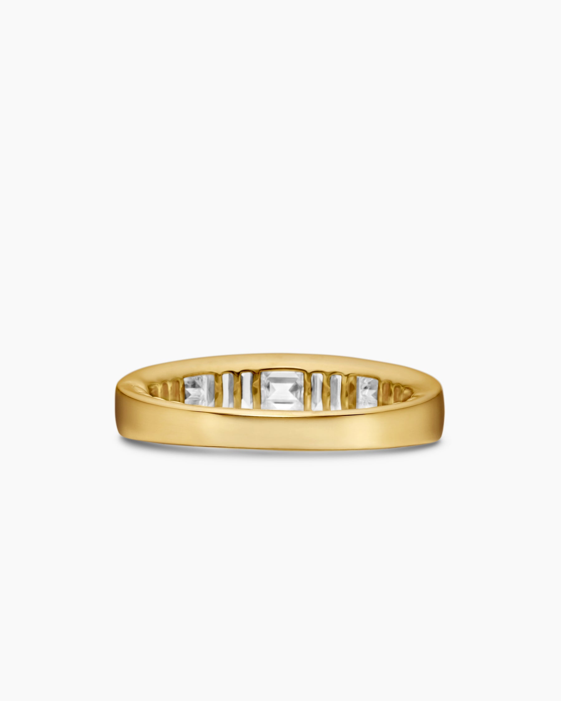 DY Eden Band Ring in 18K Yellow Gold with Baguette Diamonds, 4.8mm