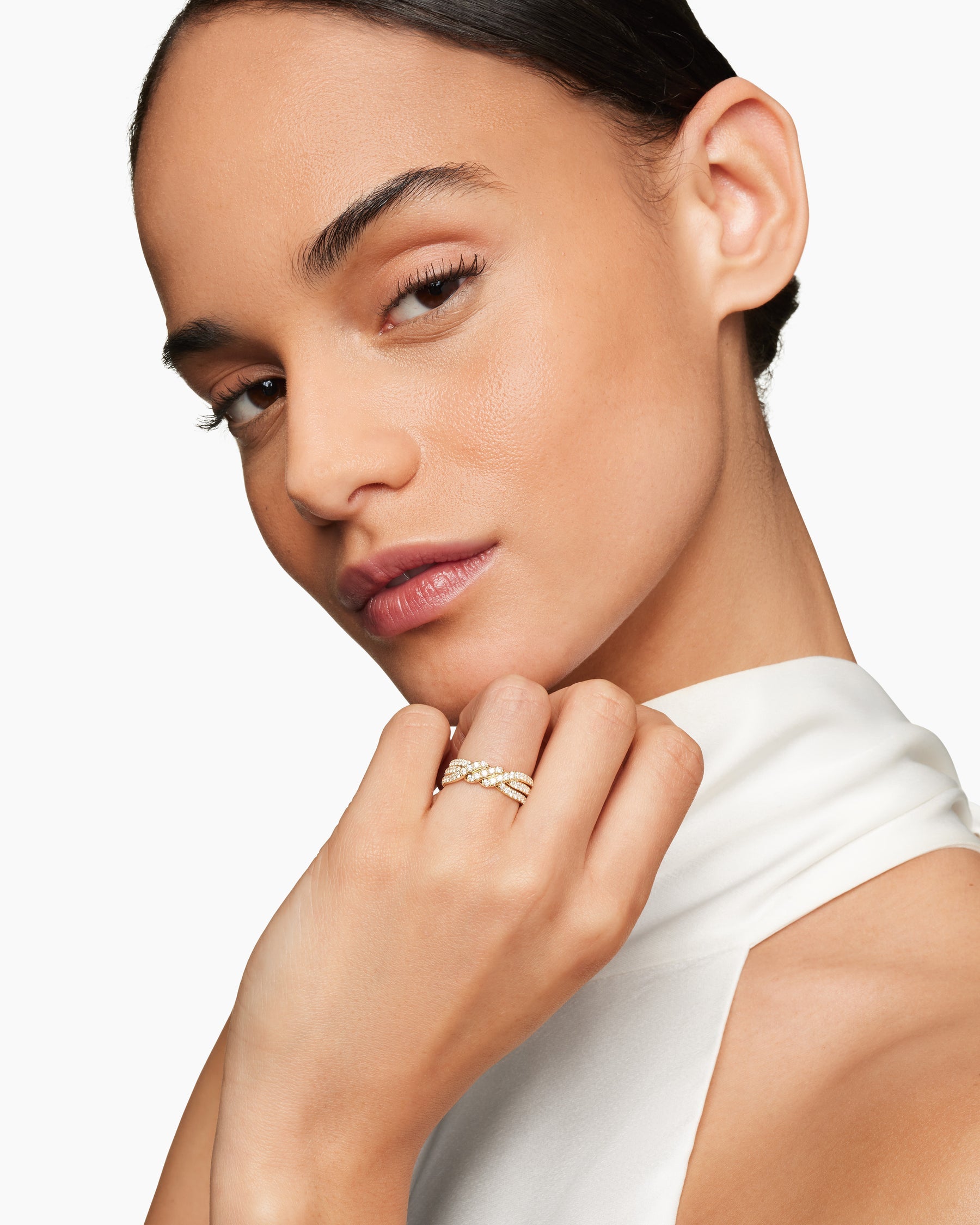 Continuance® Three Row Band Ring in 18K Yellow Gold with Diamonds, 6mm