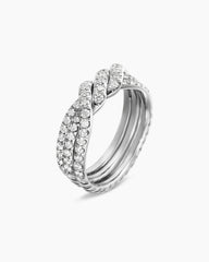 Continuance® Three Row Band Ring in Platinum with Diamonds, 6mm