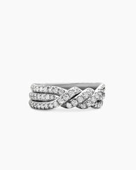 Continuance® Three Row Band Ring in Platinum with Diamonds, 6mm