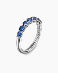 DY Eden Partway Band Ring in Platinum with Blue Sapphires, 3.4mm