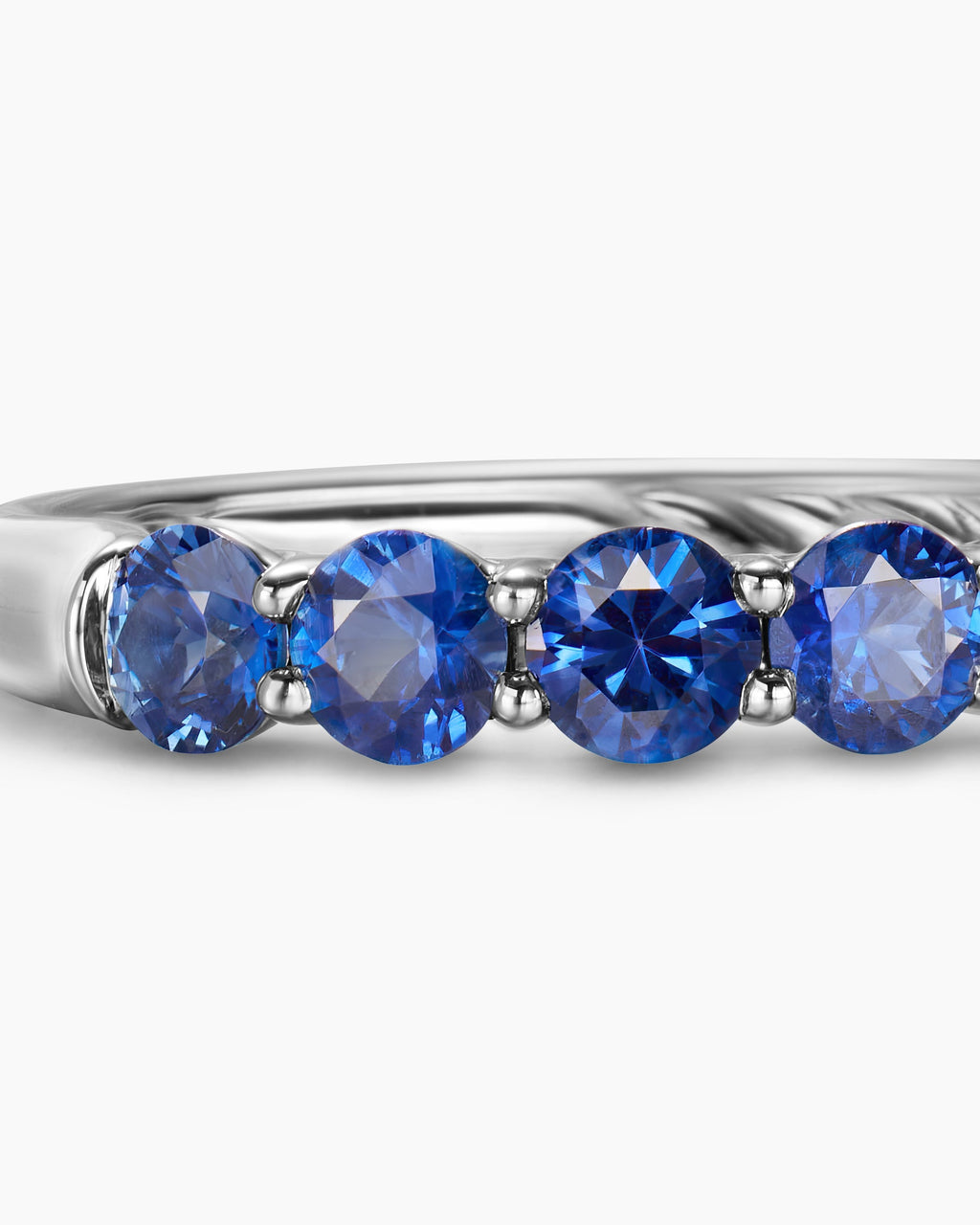 DY Eden Partway Band Ring in Platinum with Blue Sapphires, 3.4mm