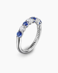 DY Eden Partway Band Ring in Platinum with Blue Sapphires and Diamonds, 3.4mm