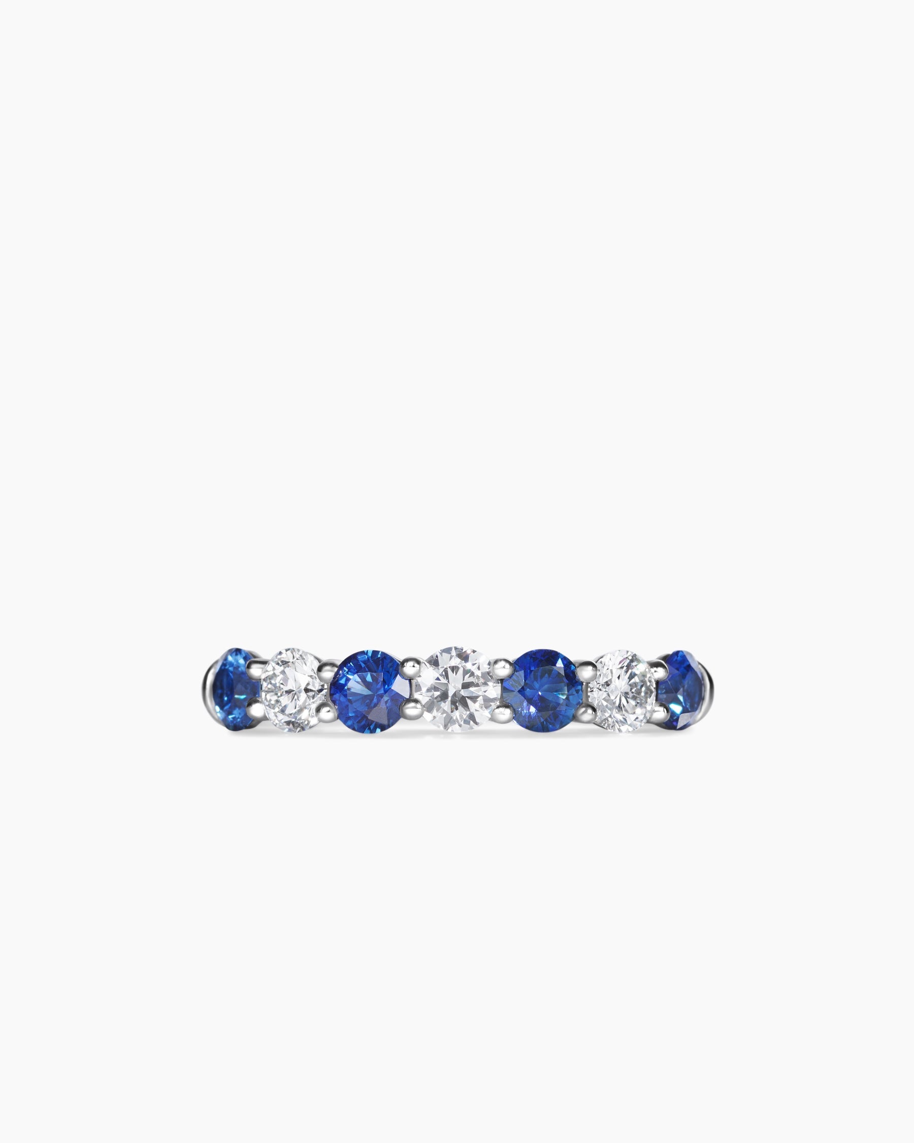 DY Eden Partway Band Ring in Platinum with Blue Sapphires and Diamonds, 3.4mm