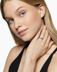 DY Eden Partway Band Ring in Platinum with Blue Sapphires and Diamonds, 3.4mm