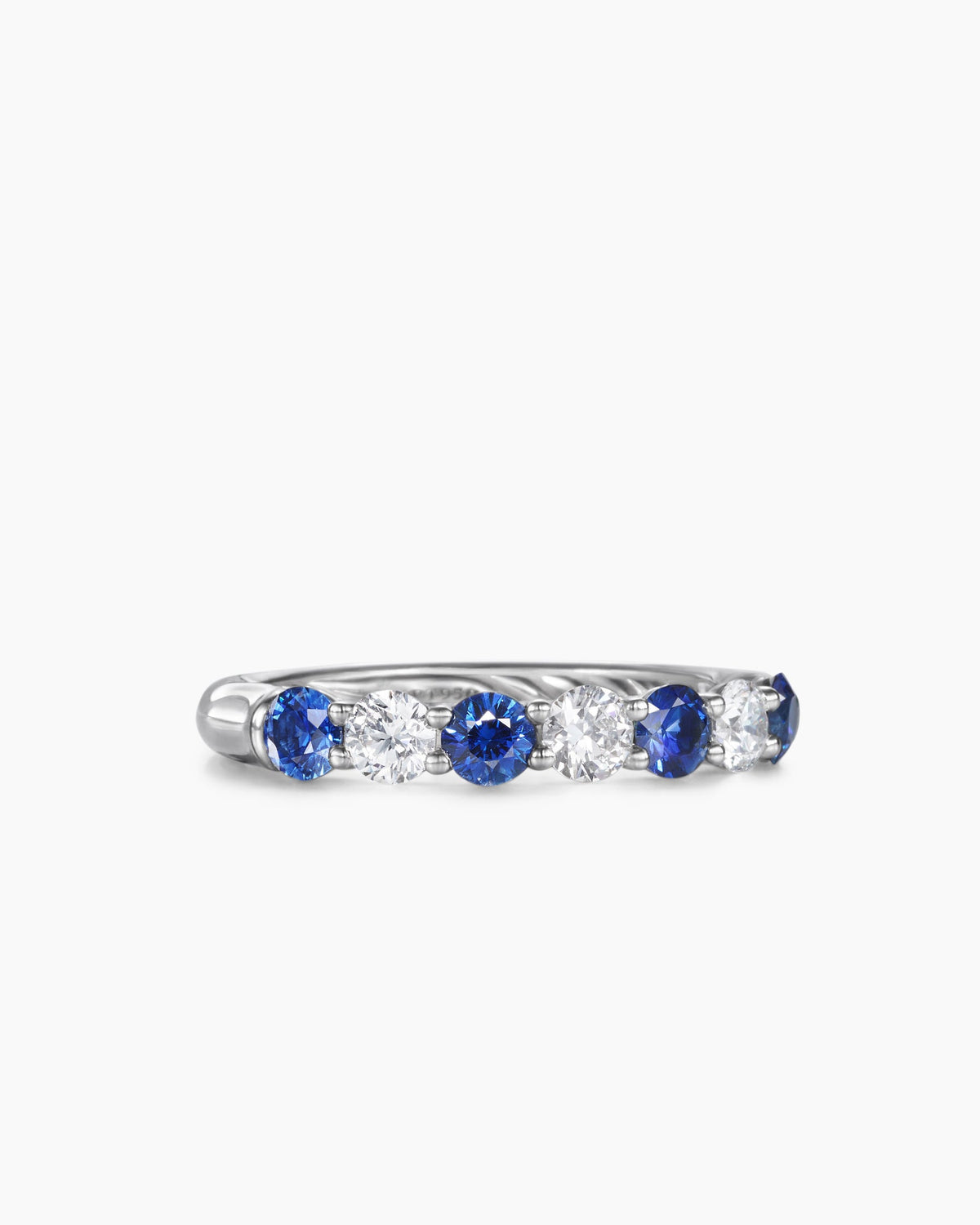 DY Eden Partway Band Ring in Platinum with Blue Sapphires and Diamonds, 3.4mm