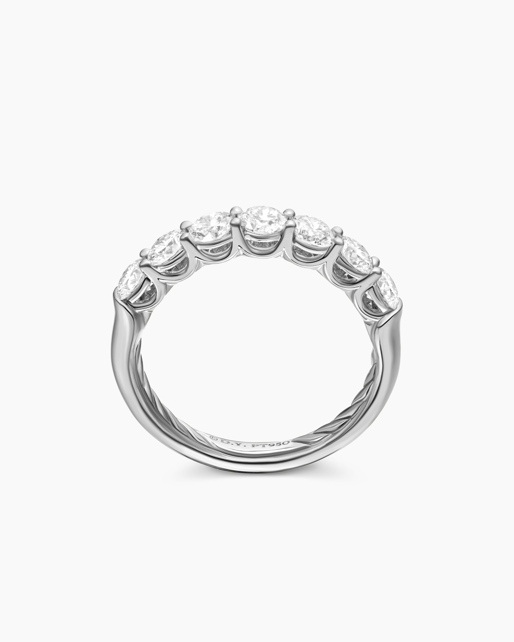 DY Eden Partway Band Ring in Platinum with Diamonds, 3.4mm