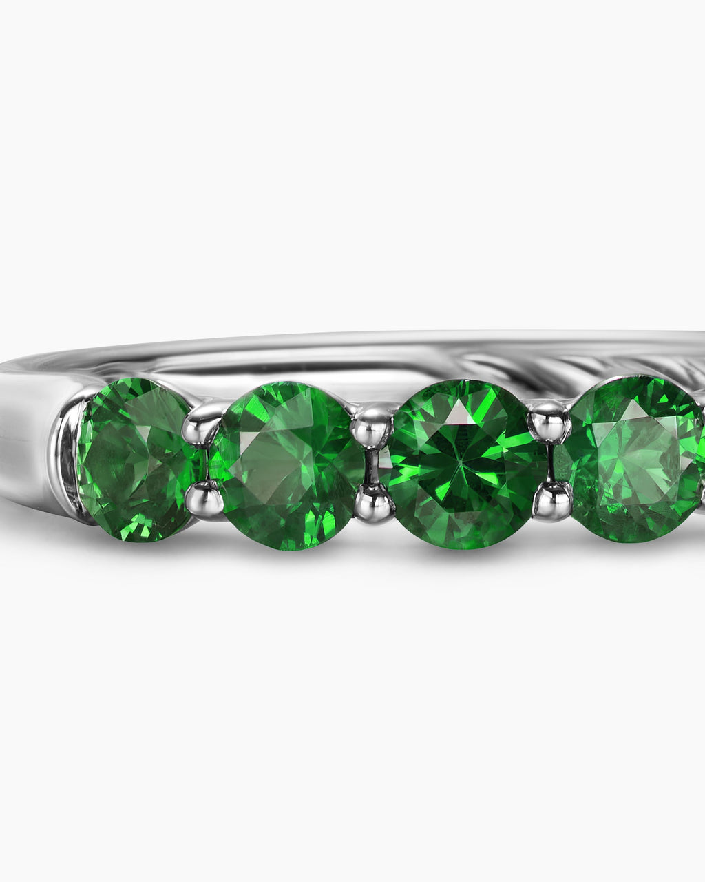 DY Eden Partway Band Ring in Platinum with Tsavorites, 3.4mm