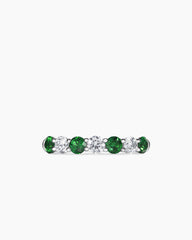 DY Eden Partway Band Ring in Platinum with Tsavorites and Diamonds, 3.4mm