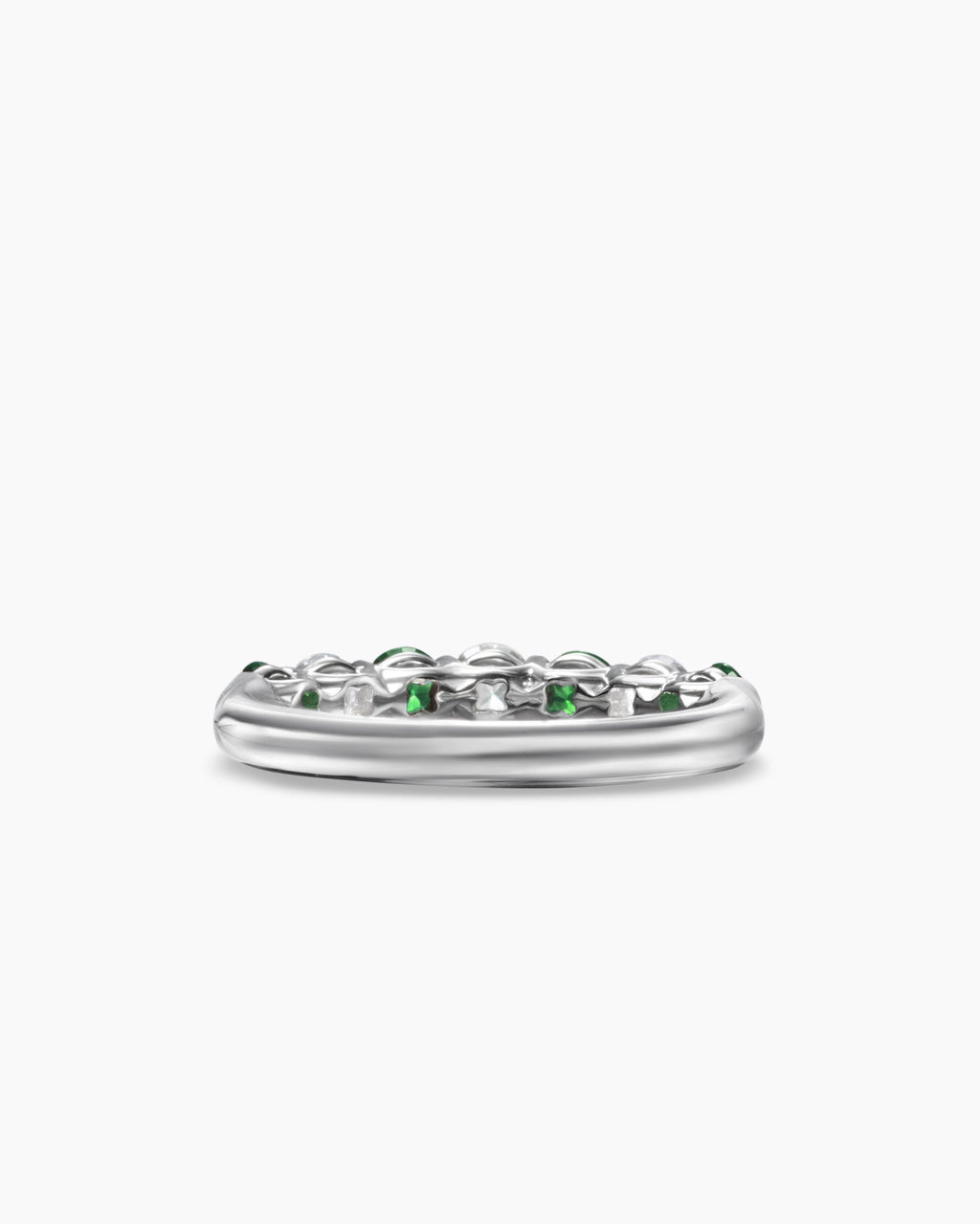 DY Eden Partway Band Ring in Platinum with Tsavorites and Diamonds, 3.4mm
