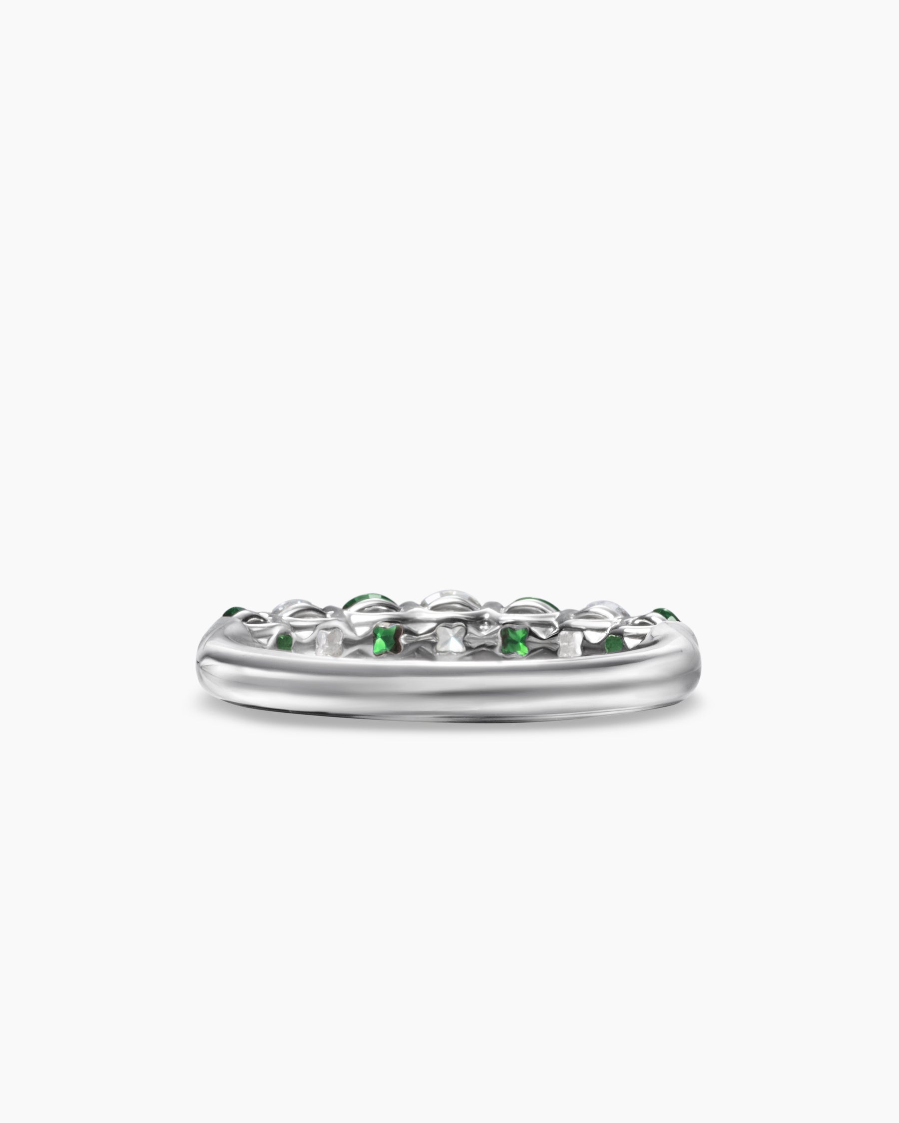 DY Eden Partway Band Ring in Platinum with Tsavorites and Diamonds, 3.4mm