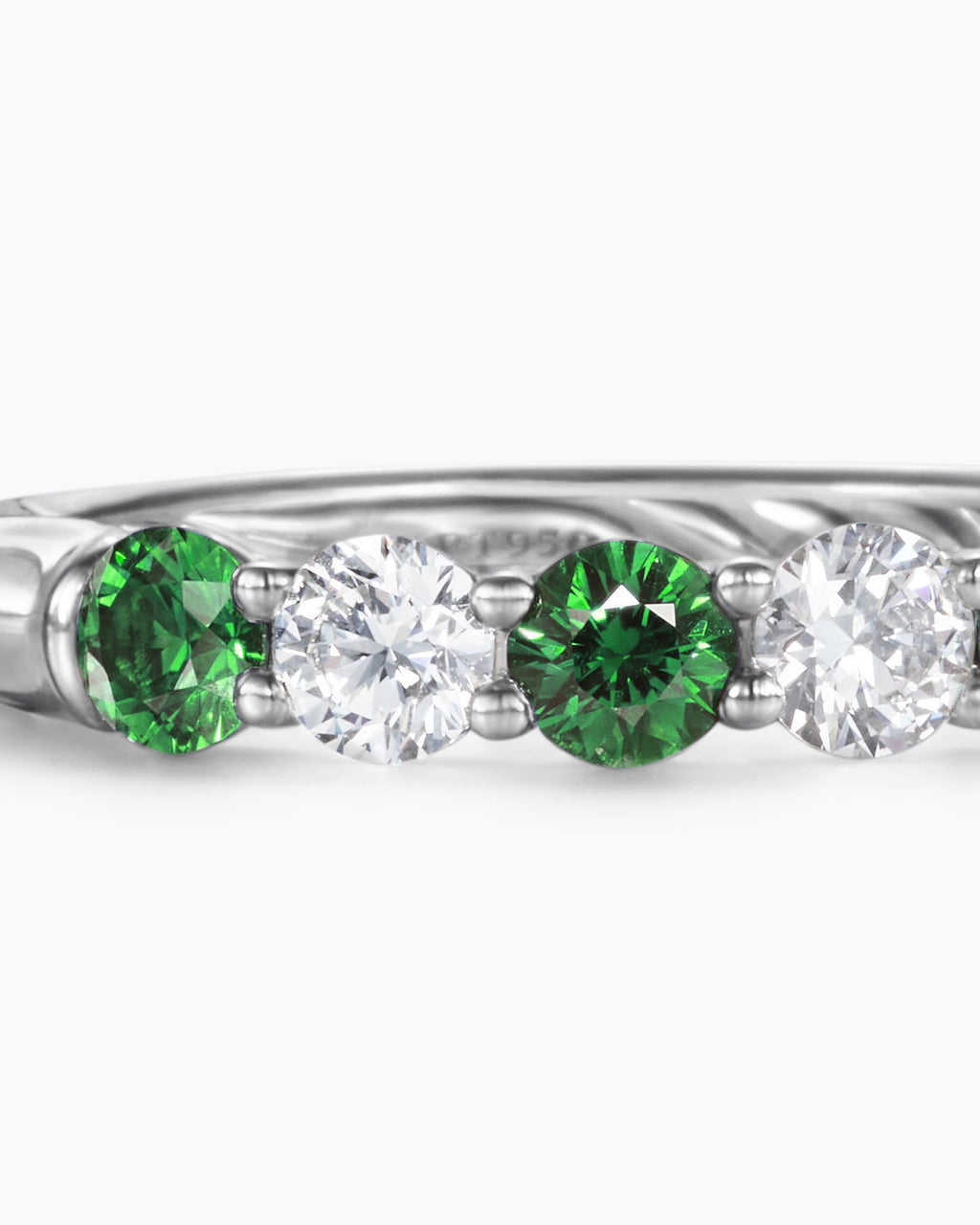 DY Eden Partway Band Ring in Platinum with Tsavorites and Diamonds, 3.4mm