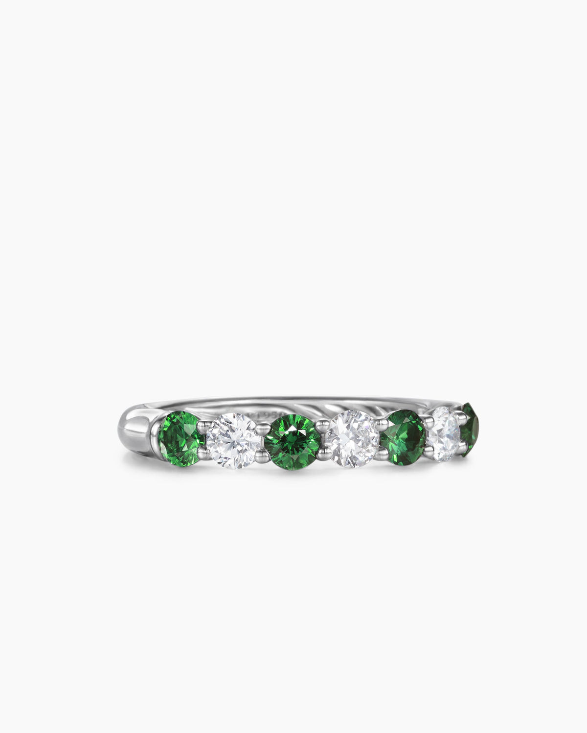 DY Eden Partway Band Ring in Platinum with Tsavorites and Diamonds, 3.4mm