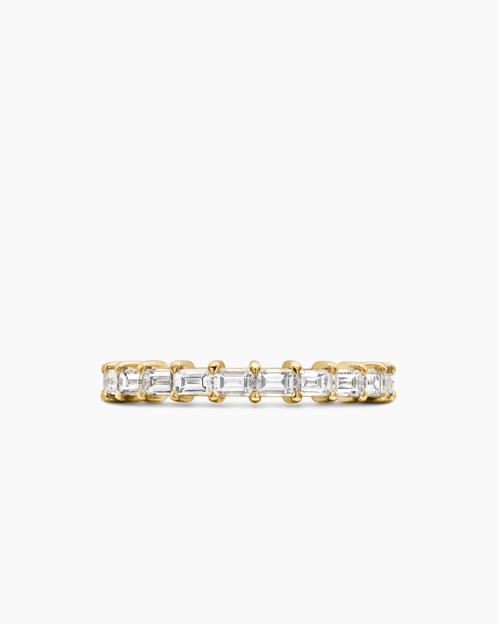 DY Eden Partway Band Ring in 18K Yellow Gold with Baguette Diamonds, 2mm